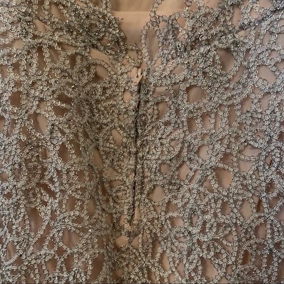 B.Darlin Silver Lace Overlay Prom Dress - Picture 7 of 9